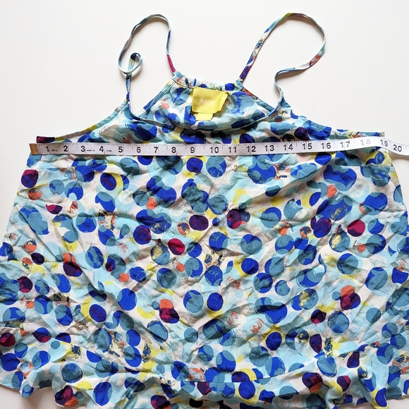 *** Maeve Scatter Dot Multicolor Silk Zabella Ruffles Racerback Style Tank Top - Picture 4 of 10